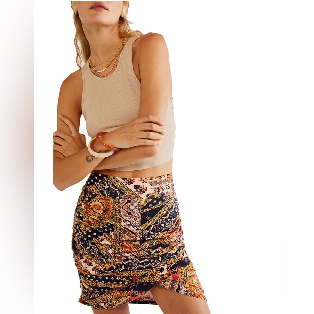 ✨NWT✨ Free People She's Something Else Printed Mini Skirt Print Blank XS